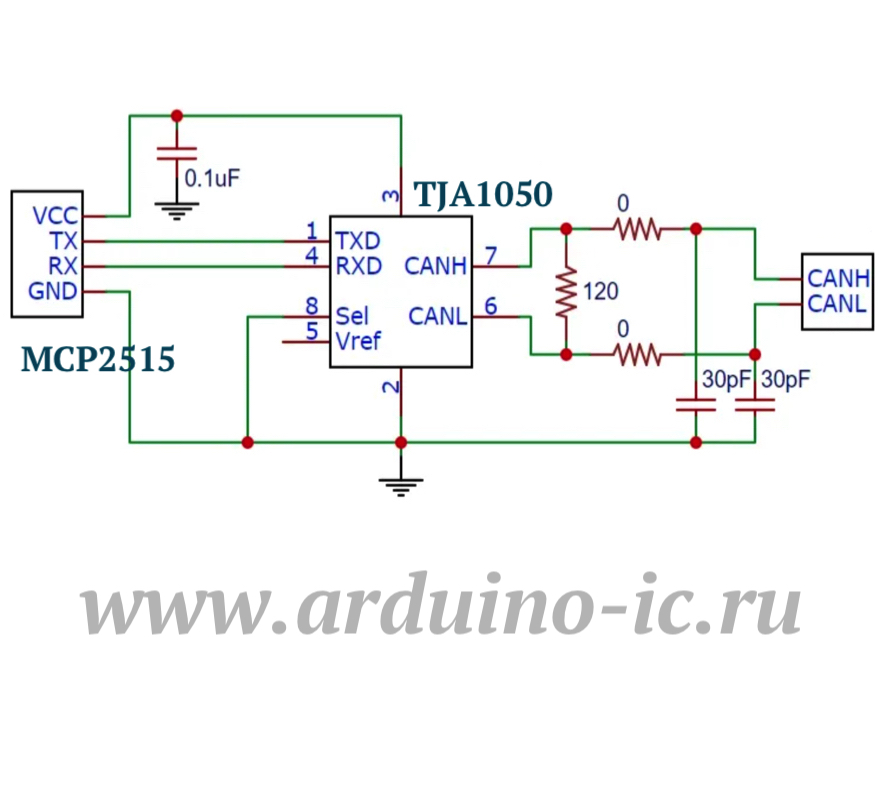 Модуль CAN шины TJA1050. Интерфейс